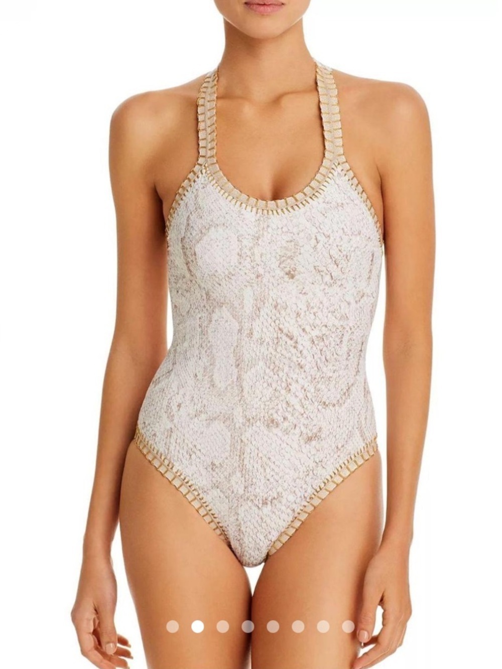 Platinum swimwear Women's Cream Snake-Print One-Piece Swimsuit size medium